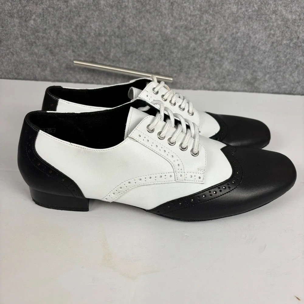 Very Fine Party Party Dance Shoes Mens 11.5 Black White Leather Wingtip PP301